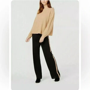 Eileen Fisher Womens 100%  Silk Side Stripe Casual Wide Leg Pants black, size 4